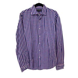 Esquire Dress Shirt Size 15 1/2 34/35 Button Front Long Sleeve Checkered Career